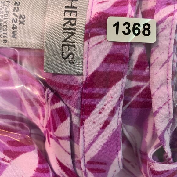 Catherines Womens Button Up Tunic Blouse‎ Sz 2X Purple Tropical Beachy Travel - Picture 13 of 13